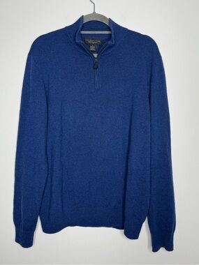 Bloomingdales The Mens Store Cashmere Quarter Zip Sweater Navy Blue Size large